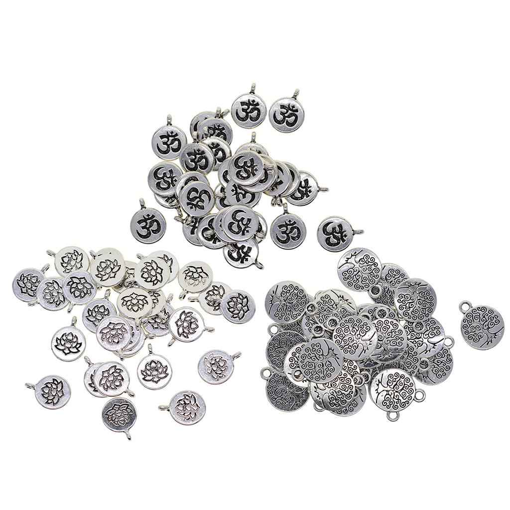 30x Tibetan Silver Yoga Charms DIY Pendant for Necklace Jewelry Making OM