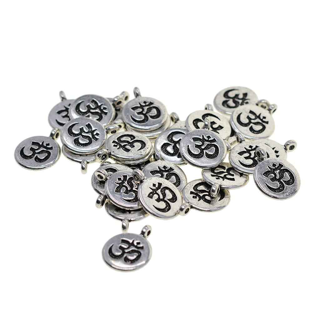 30x Tibetan Silver Yoga Charms DIY Pendant for Necklace Jewelry Making OM