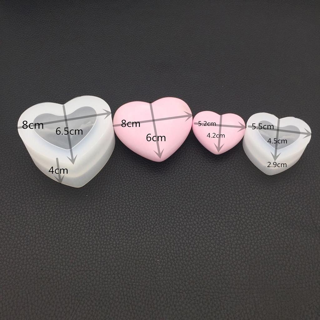 3xHeart Silicone Molds Resin Casting Moulds Jewelry Making Tools 5.5x4.5x2.9cm
