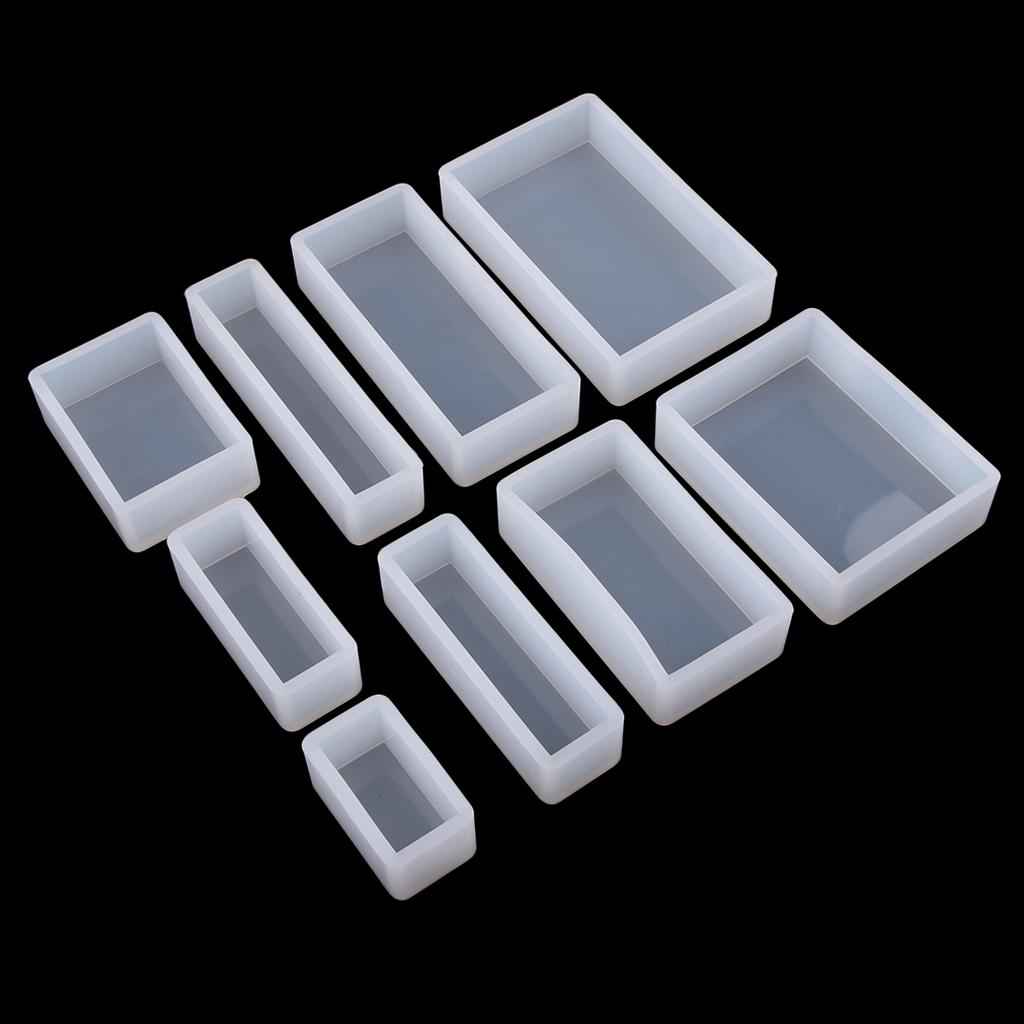 9Pieces DIY Resin Molds Jewelry Making Mould Tool Silicone Ornament Rectangle Mold for Polymer Clay, Crafting, Epoxy Resin, Dried Flower
