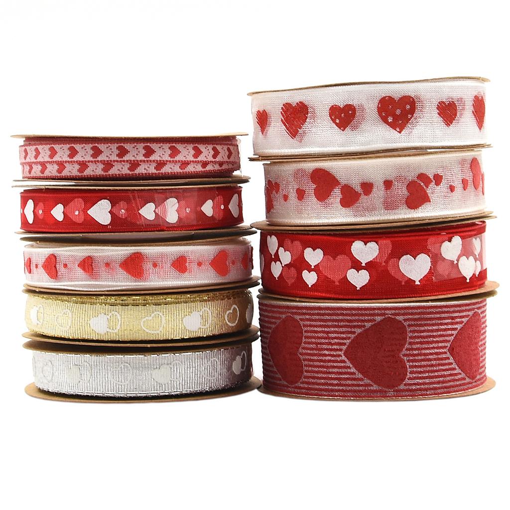 3x3 Styles Satin Sheer Ribbon Love Heart Wedding Decoration DIY Craft White 2
