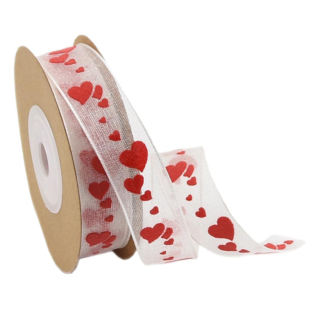 3x3 Styles Satin Sheer Ribbon Love Heart Wedding Decoration DIY Craft White 2