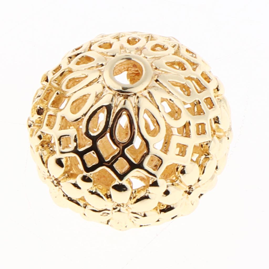 2x2x Gold Plated Hollow Filigree Spacer Loose Beads Jewelry Findings 14MM 
