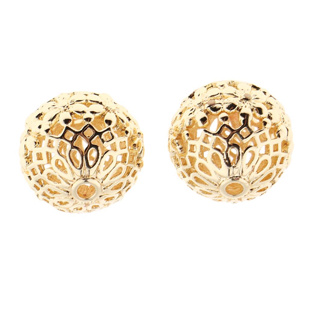2x2x Gold Plated Hollow Filigree Spacer Loose Beads Jewelry Findings 14MM 