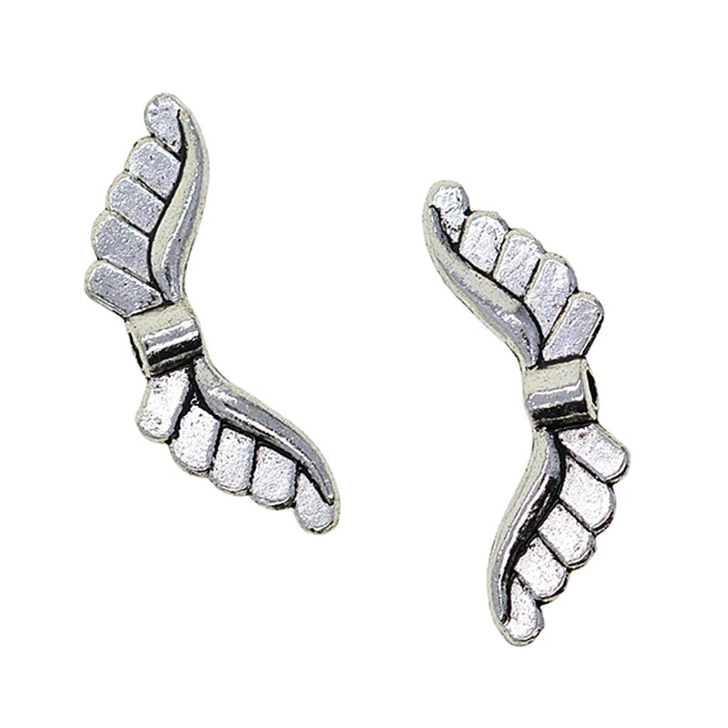 5x100 Tibetan Silver Angel Wing Spacer Charm Beads Jewelry DIY Making 23x8mm