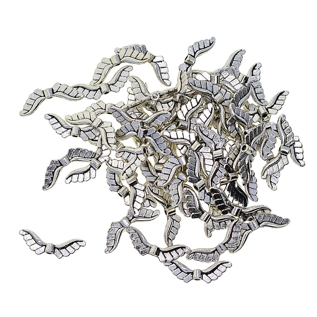 4x100 Tibetan Silver Angel Wing Spacer Charm Beads Jewelry DIY Making 23x8mm