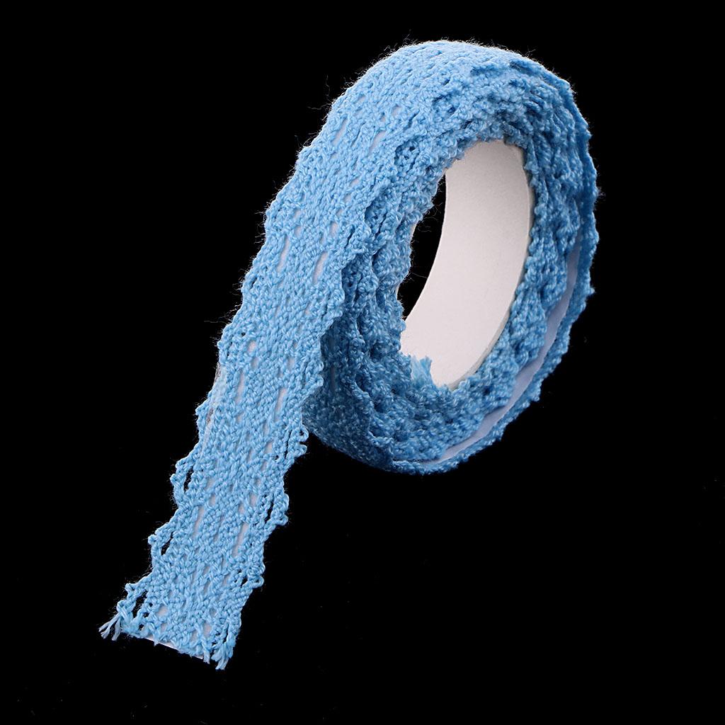 4x2 Yards 15mm Fabric Lace Washi Tape Self Adhesive Trim Wedding blue