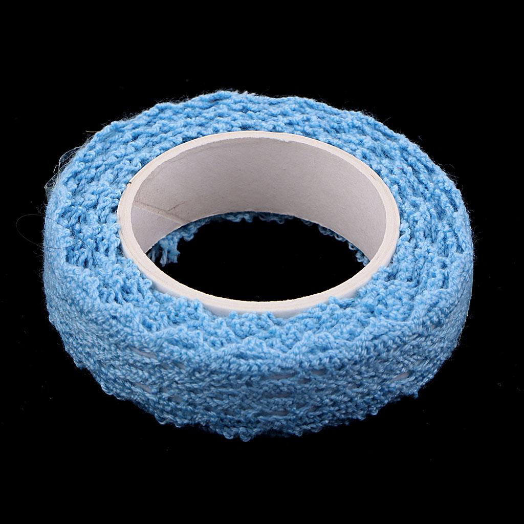 3x2 Yards 15mm Fabric Lace Washi Tape Self Adhesive Trim Wedding blue