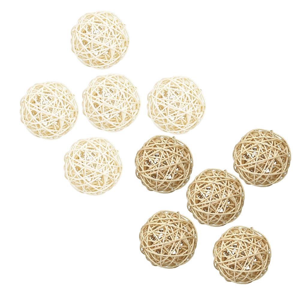 3x5Pcs 7cm Wicker Rattan Vine Ball DIY Ornaments Craft Embellishment burlywood