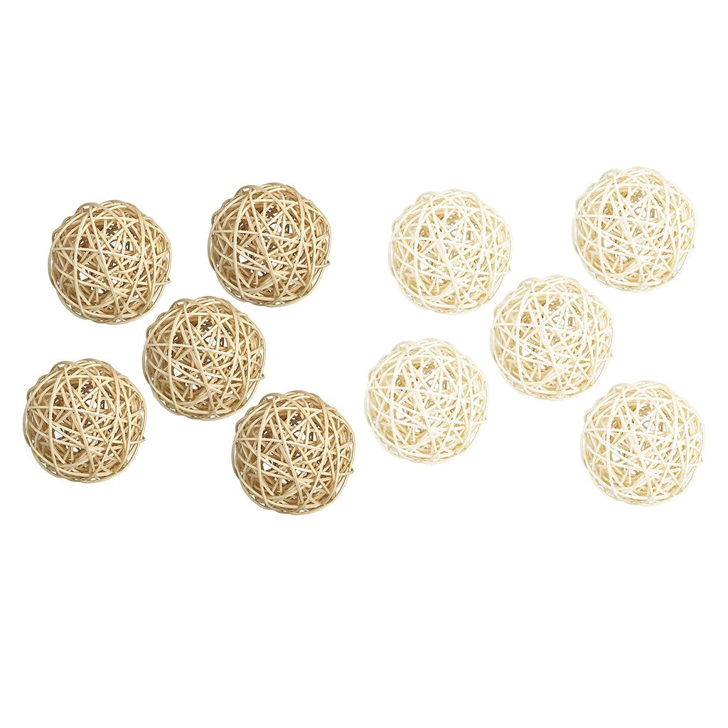 3x5Pcs 7cm Wicker Rattan Vine Ball DIY Ornaments Craft Embellishment burlywood