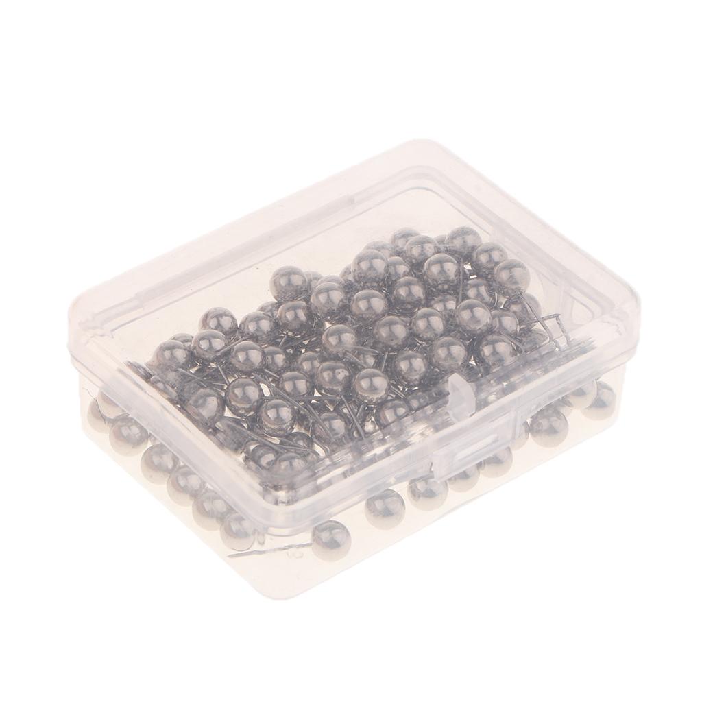 4x100/200set 6mm Metal Ball Head Push Pins Map Tacks Marking Pin Silver 100