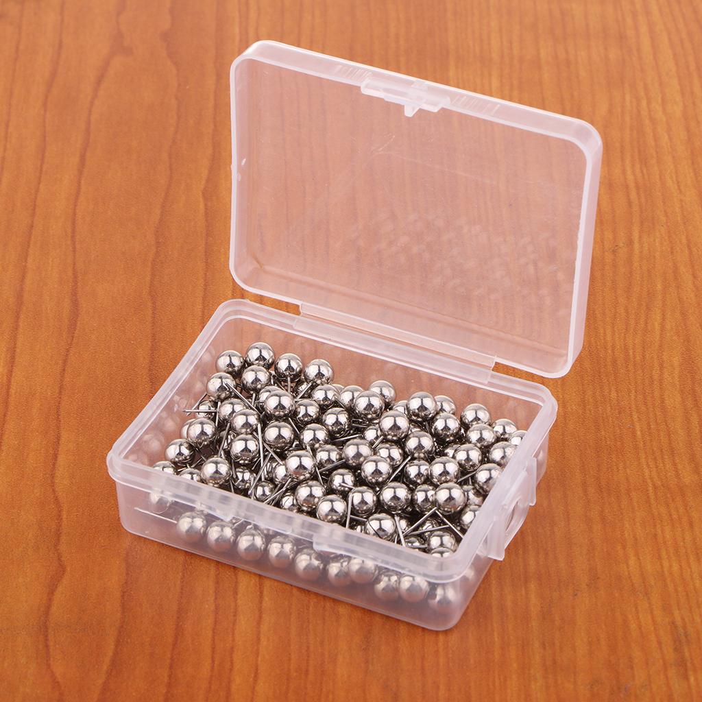 4x100/200set 6mm Metal Ball Head Push Pins Map Tacks Marking Pin Silver 100