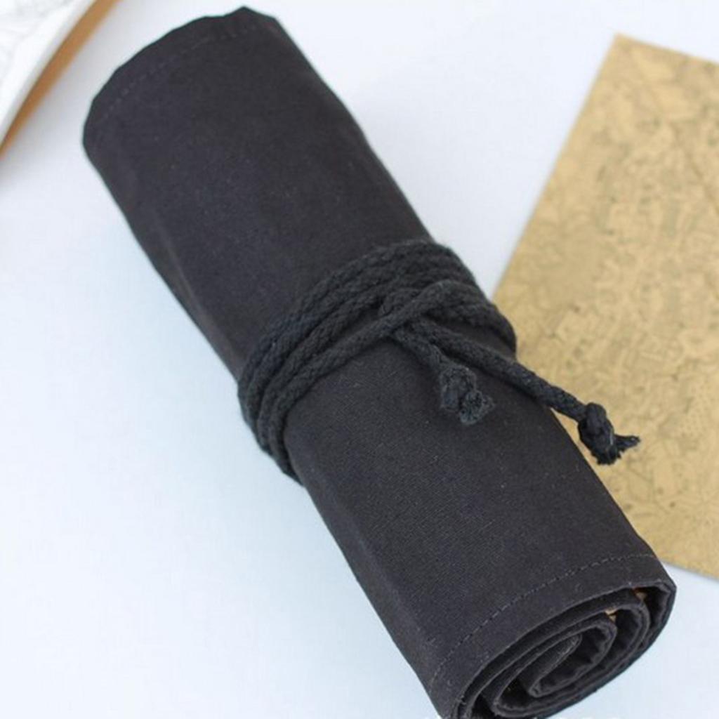 2xCanvas Colored Pencils Wrap Roll Up Case Organizer Pen Bag Pouch 330x195x3mm