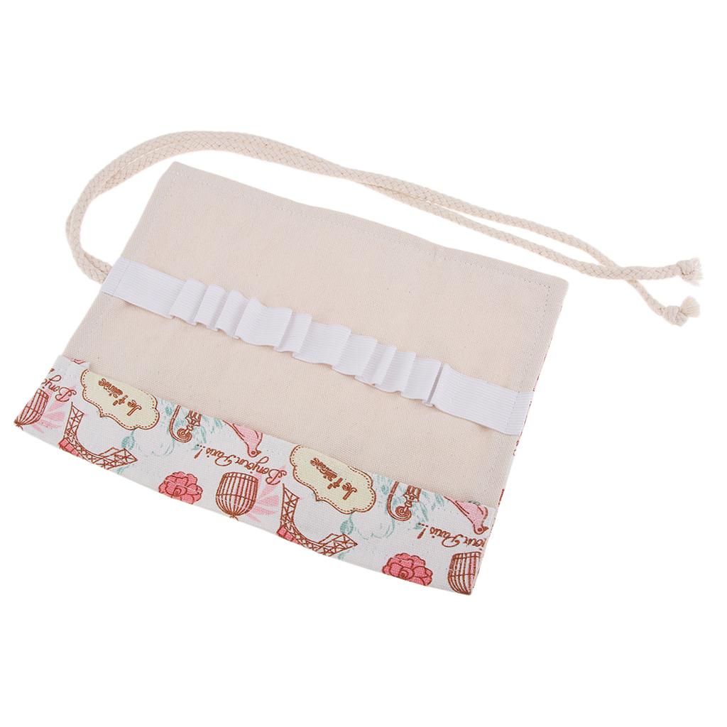 2xCanvas Pencil Bags Case Painting Brush Pouch Roll Up Holders TOWER 12 holes 