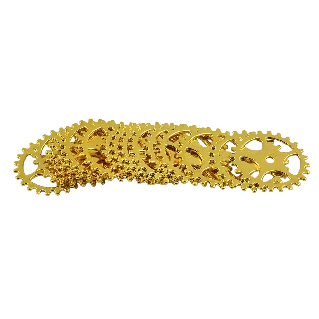 4x50 Pieces Gold Antique Steampunk Gears Charms for Crafting Jewelry Making