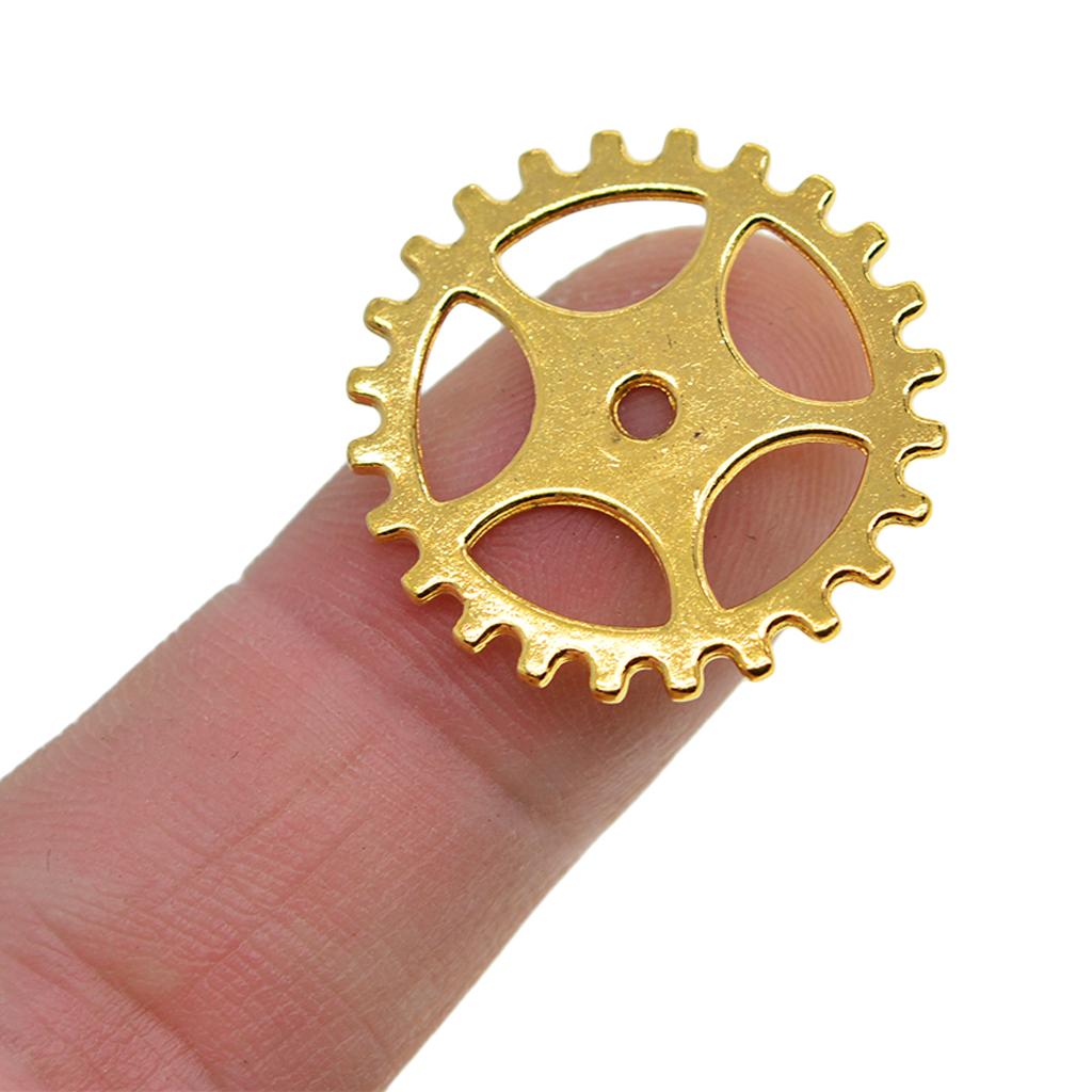 4x50 Pieces Gold Antique Steampunk Gears Charms for Crafting Jewelry Making
