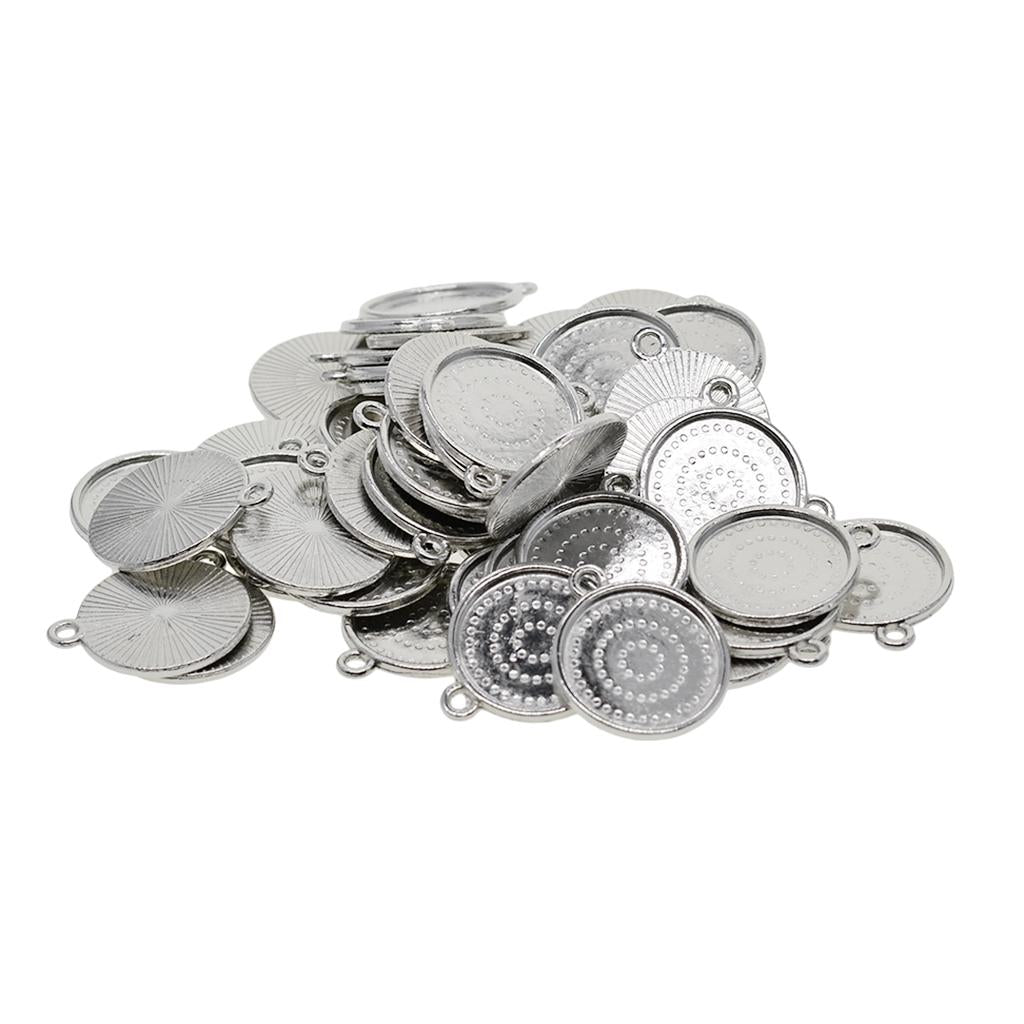 2x50x 18mm Round Pendant Blank Cabochon Base Setting Trays DIY Jewelry Making