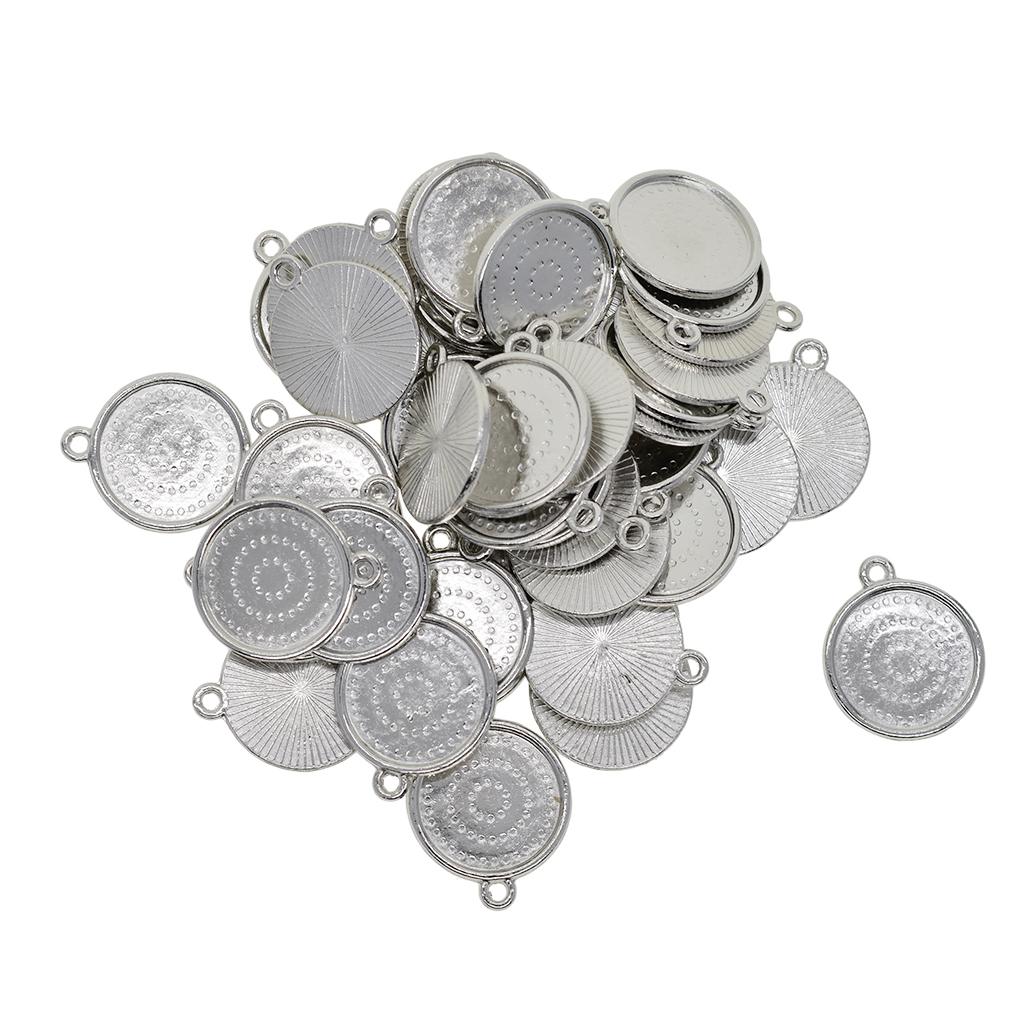 2x50x 18mm Round Pendant Blank Cabochon Base Setting Trays DIY Jewelry Making