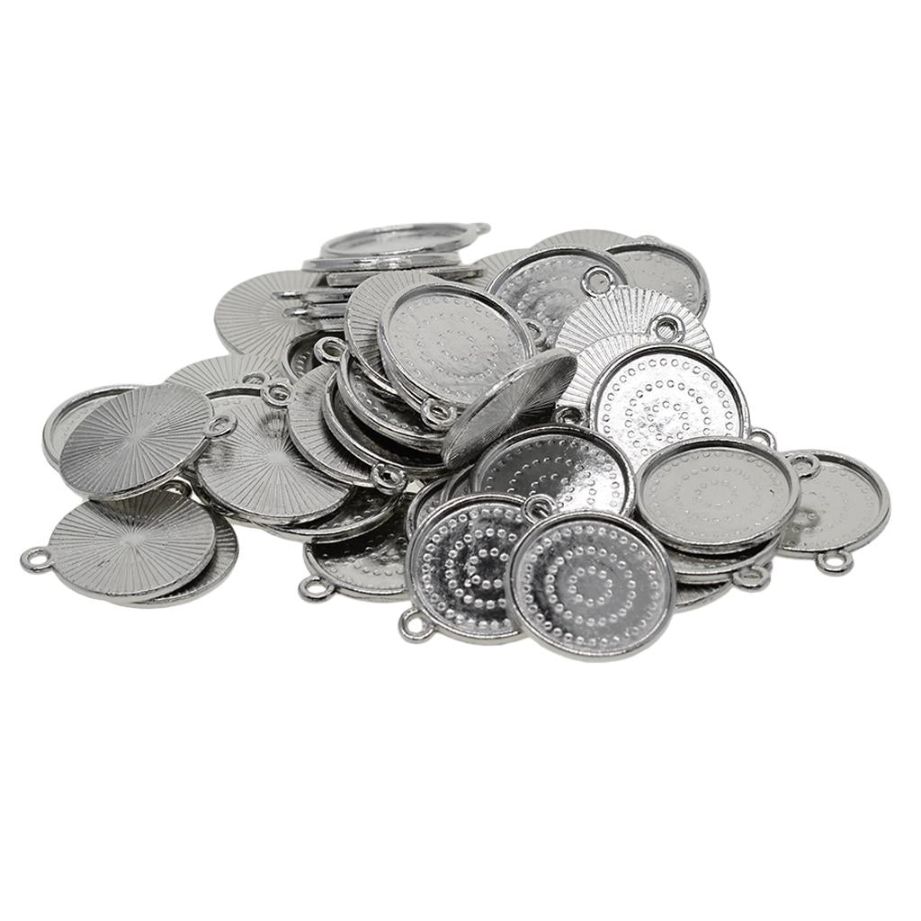 2x50x 18mm Round Pendant Blank Cabochon Base Setting Trays DIY Jewelry Making