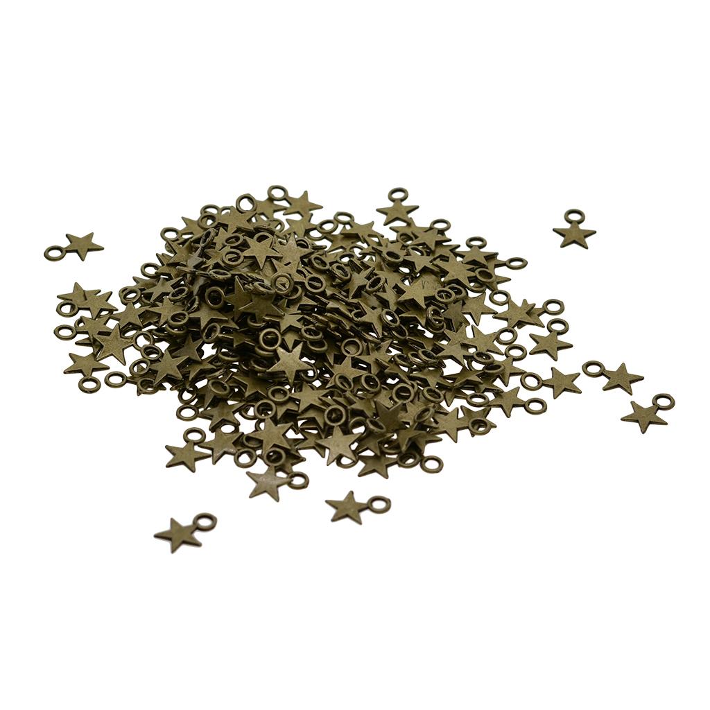 2x300 pcs small Antique Bronze Star Charms Pendant Jewelry DIY Making