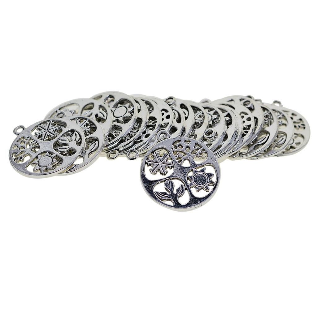4x20 Pcs 4 seasons Tree  leaf sun snowflake jewelry  DIY Charms Round 