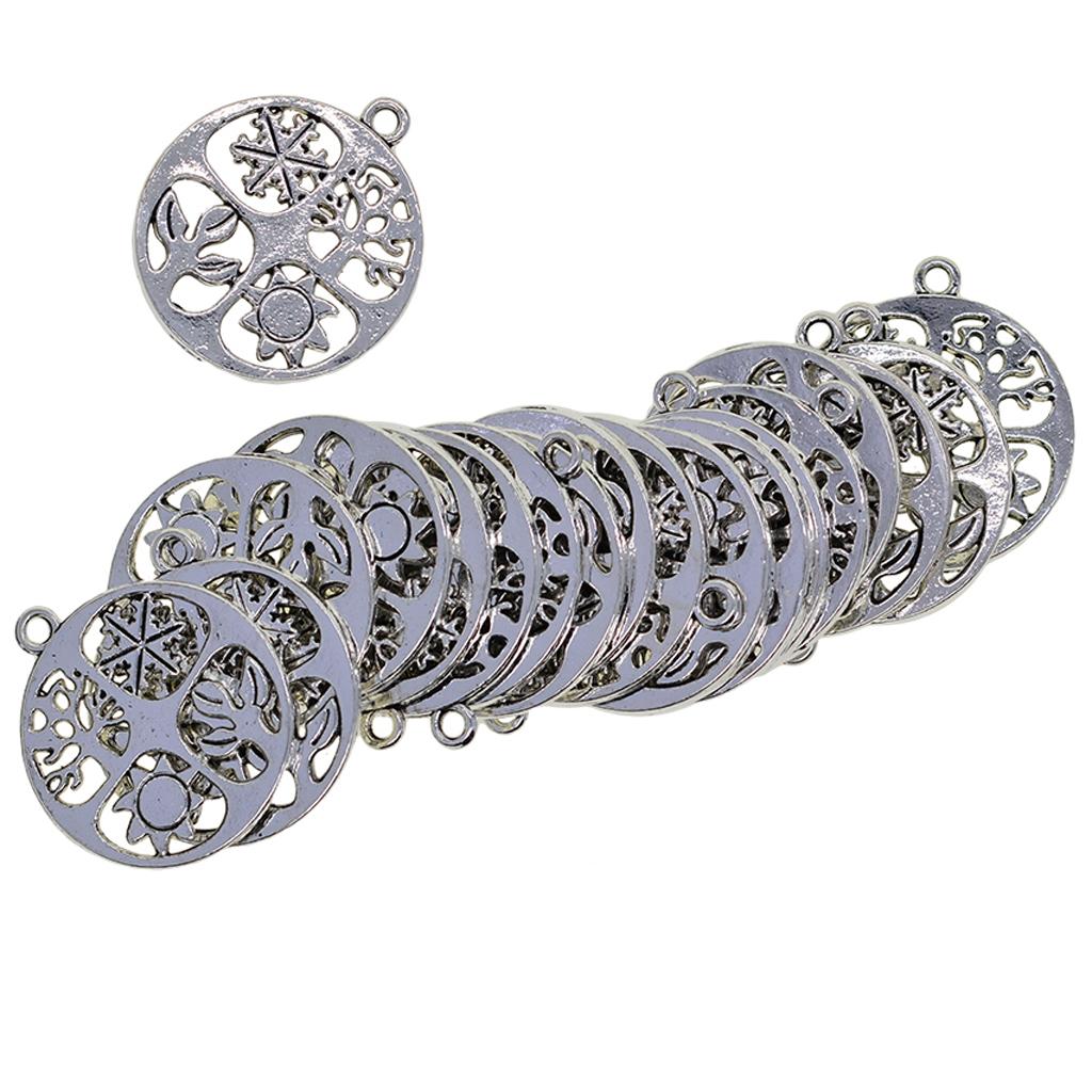 2x20 Pcs 4 seasons Tree  leaf sun snowflake jewelry  DIY Charms Round 