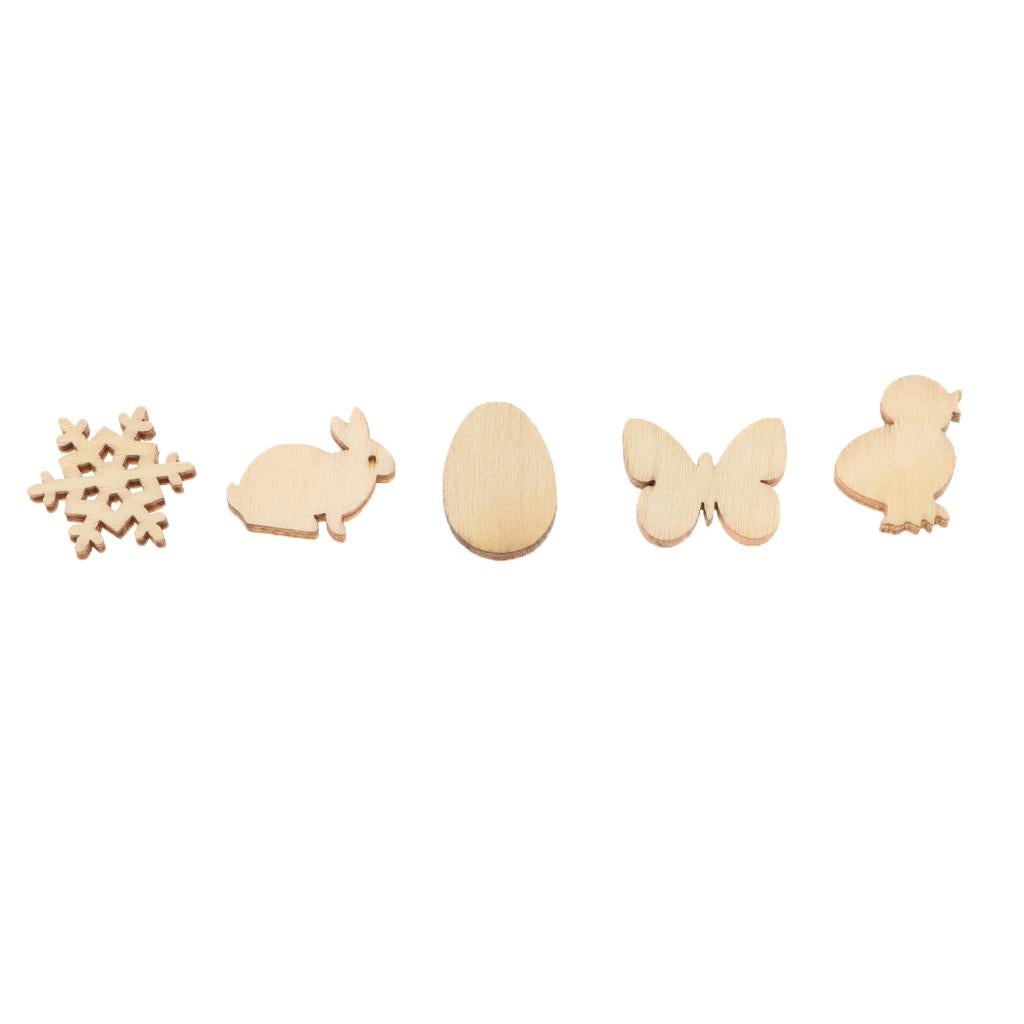 3x50Pcs Unfinished Wood Pieces Cutouts Animals Wooden Shapes for Crafts Decor