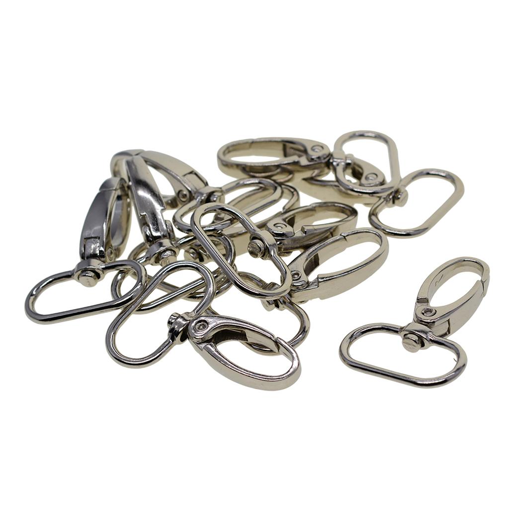 4x10 pieces Silver Swivel Lanyard Snap Hook with Key Rings Jewelry Findings