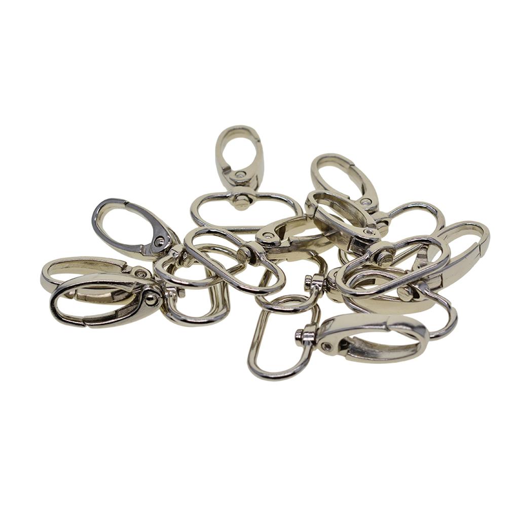 4x10 pieces Silver Swivel Lanyard Snap Hook with Key Rings Jewelry Findings