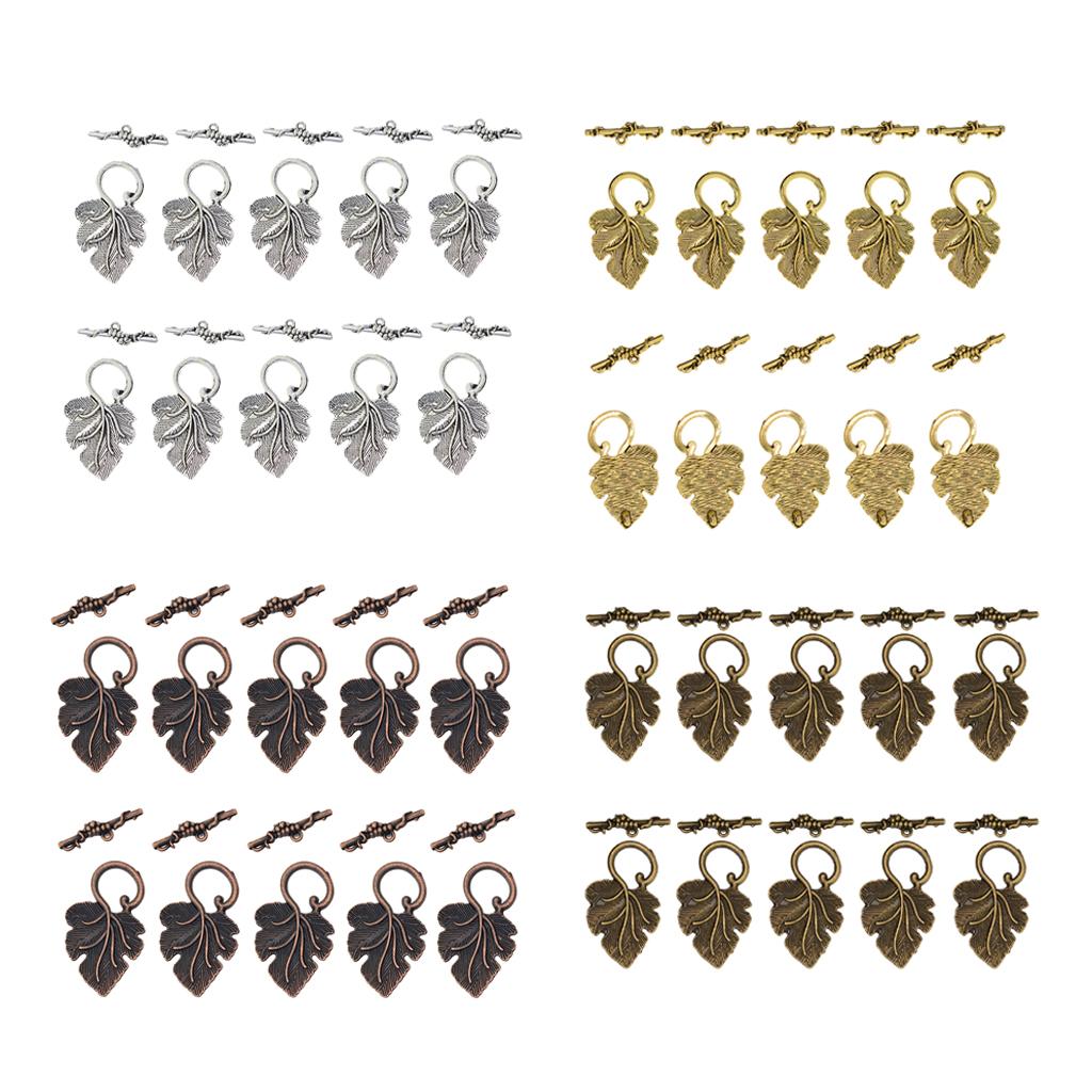 2x10 Sets Leaf OT Toggle Clasps Jewelry Clasp Connectors Jewelry DIY Silver