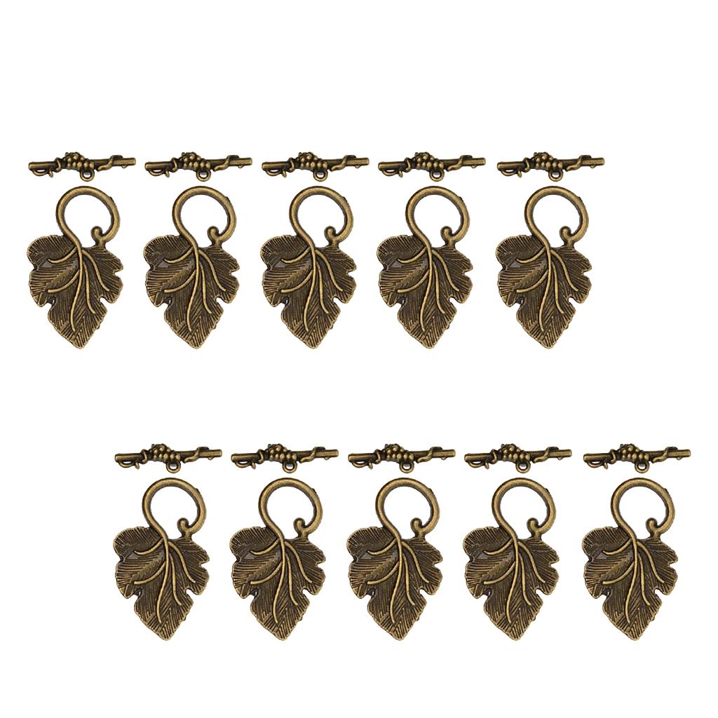 3x10 Sets Leaf OT Toggle Clasps Jewelry Clasp Connectors Jewelry DIY Bronze