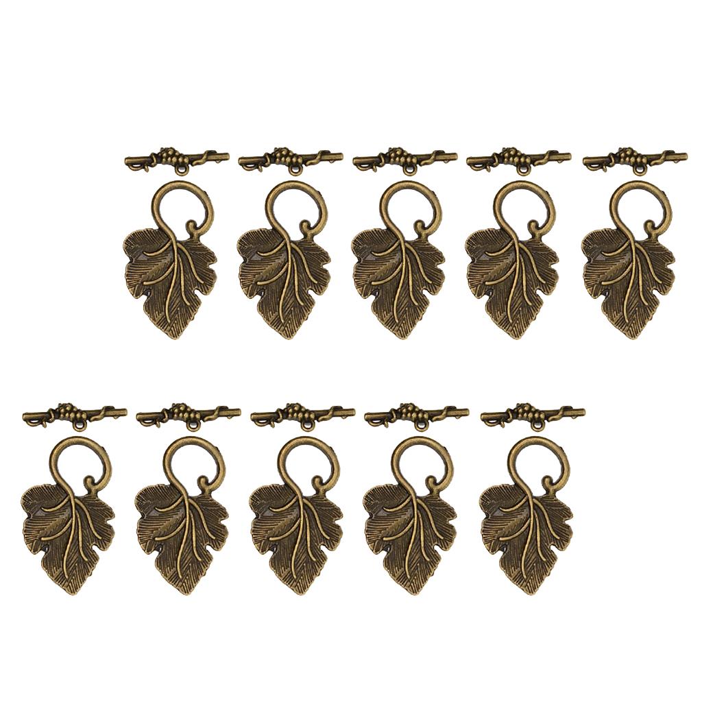 2x10 Sets Leaf OT Toggle Clasps Jewelry Clasp Connectors Jewelry DIY Bronze