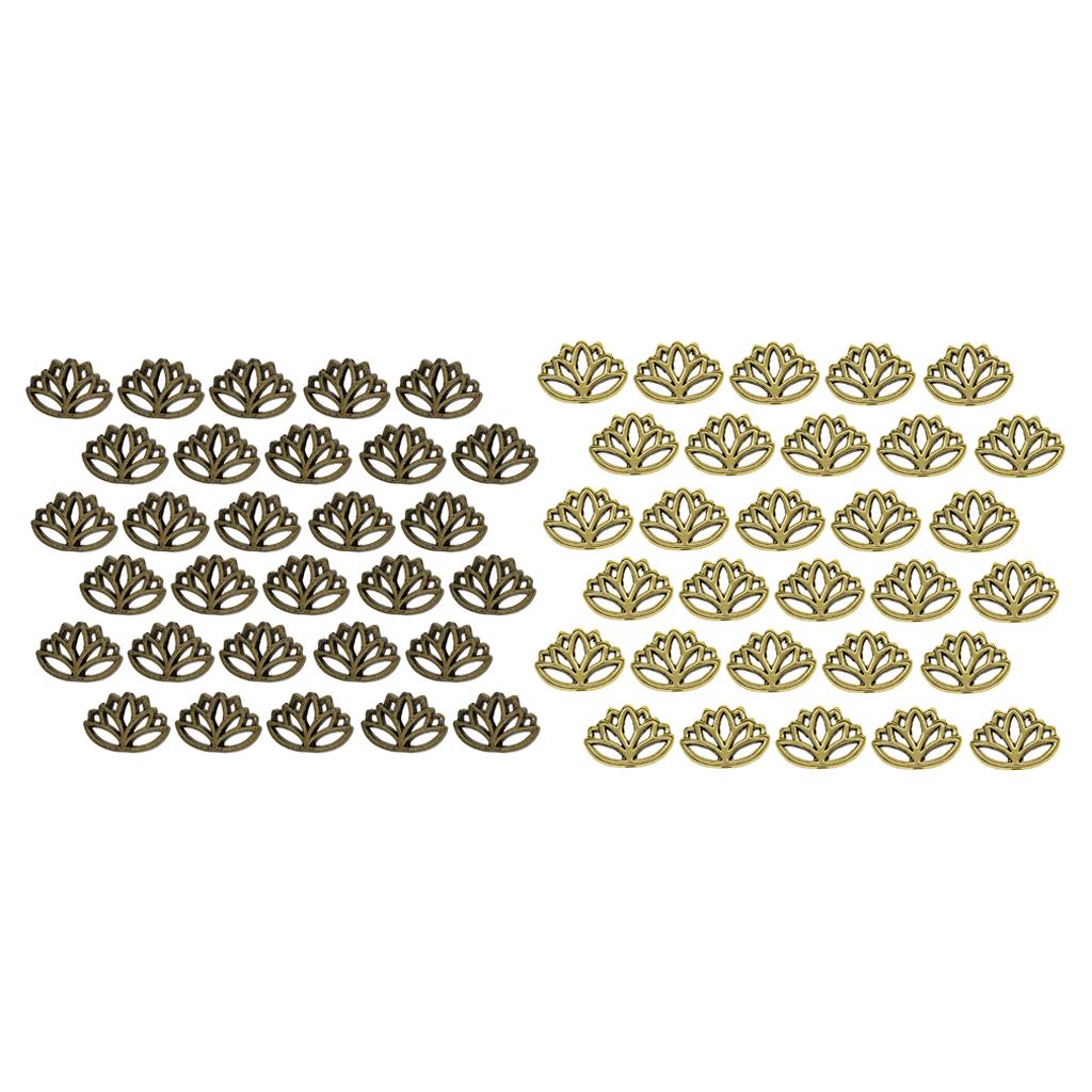 2x30x Retro Hollow out buddha yoga lotus flower metal spacer bead Green Bronze