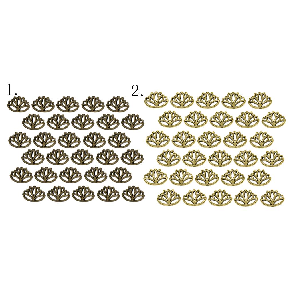 4x30x Retro Hollow out buddha yoga lotus flower metal spacer bead Green Bronze