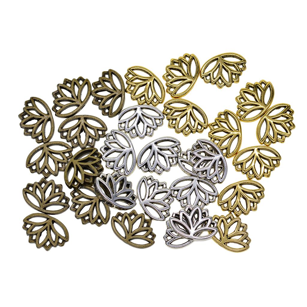 4x30x Retro Hollow out buddha yoga lotus flower metal spacer bead mixed