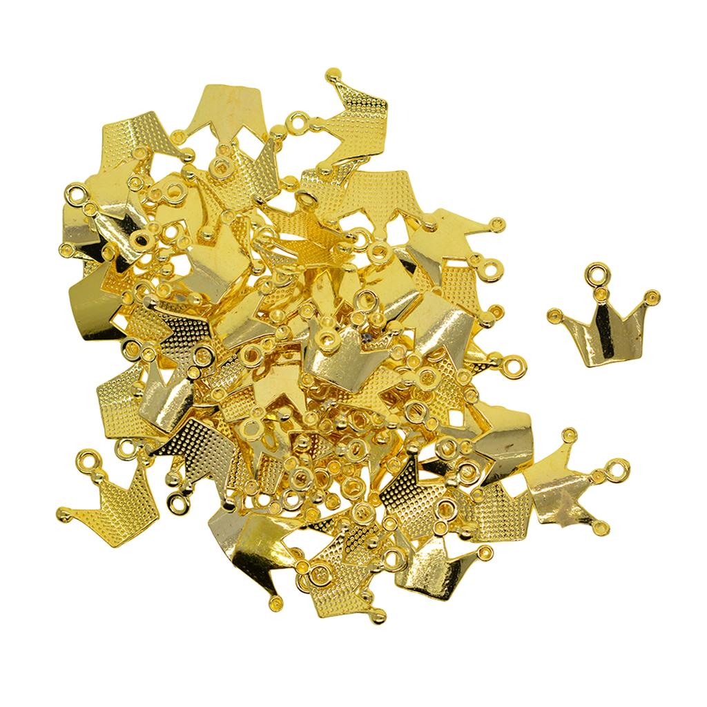 3x100Pcs Golden Plated Crown Charms Pendants Fit Bracelet DIY Jewelry Crafts