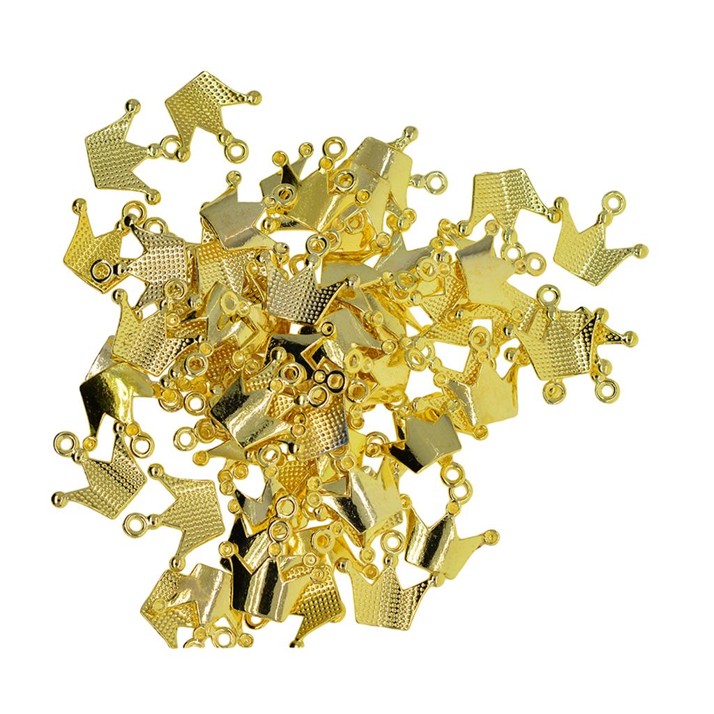 3x100Pcs Golden Plated Crown Charms Pendants Fit Bracelet DIY Jewelry Crafts