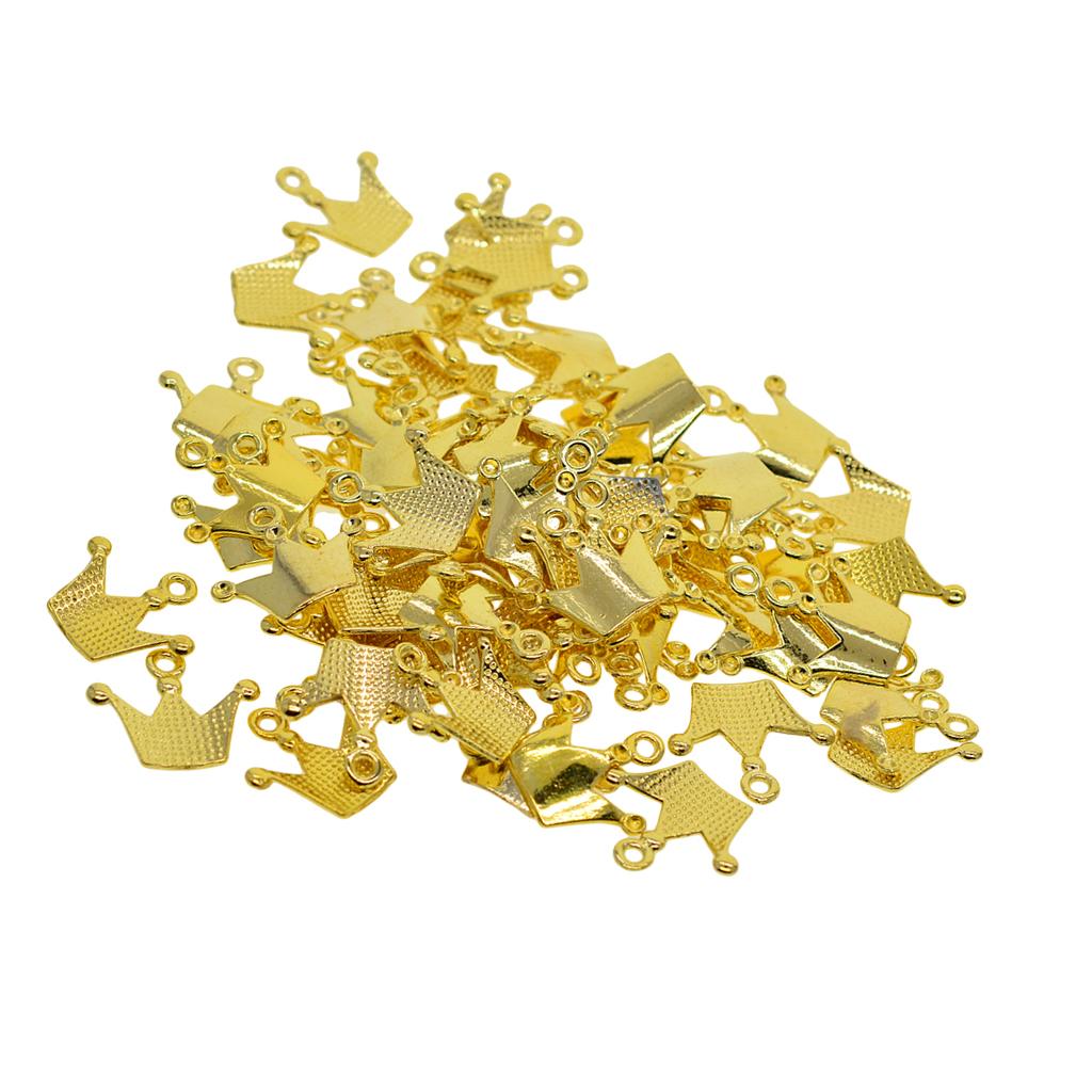 3x100Pcs Golden Plated Crown Charms Pendants Fit Bracelet DIY Jewelry Crafts