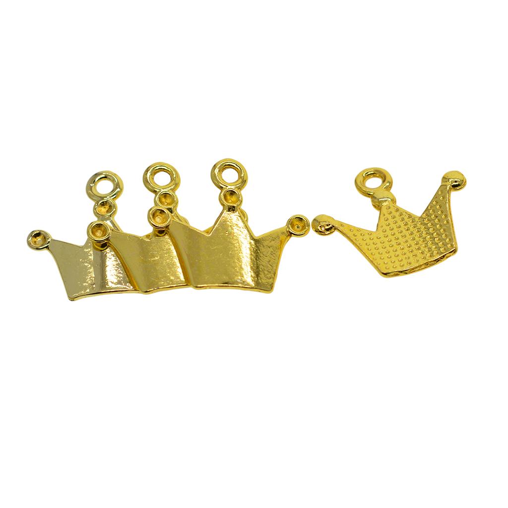 2x100Pcs Golden Plated Crown Charms Pendants Fit Bracelet DIY Jewelry Crafts