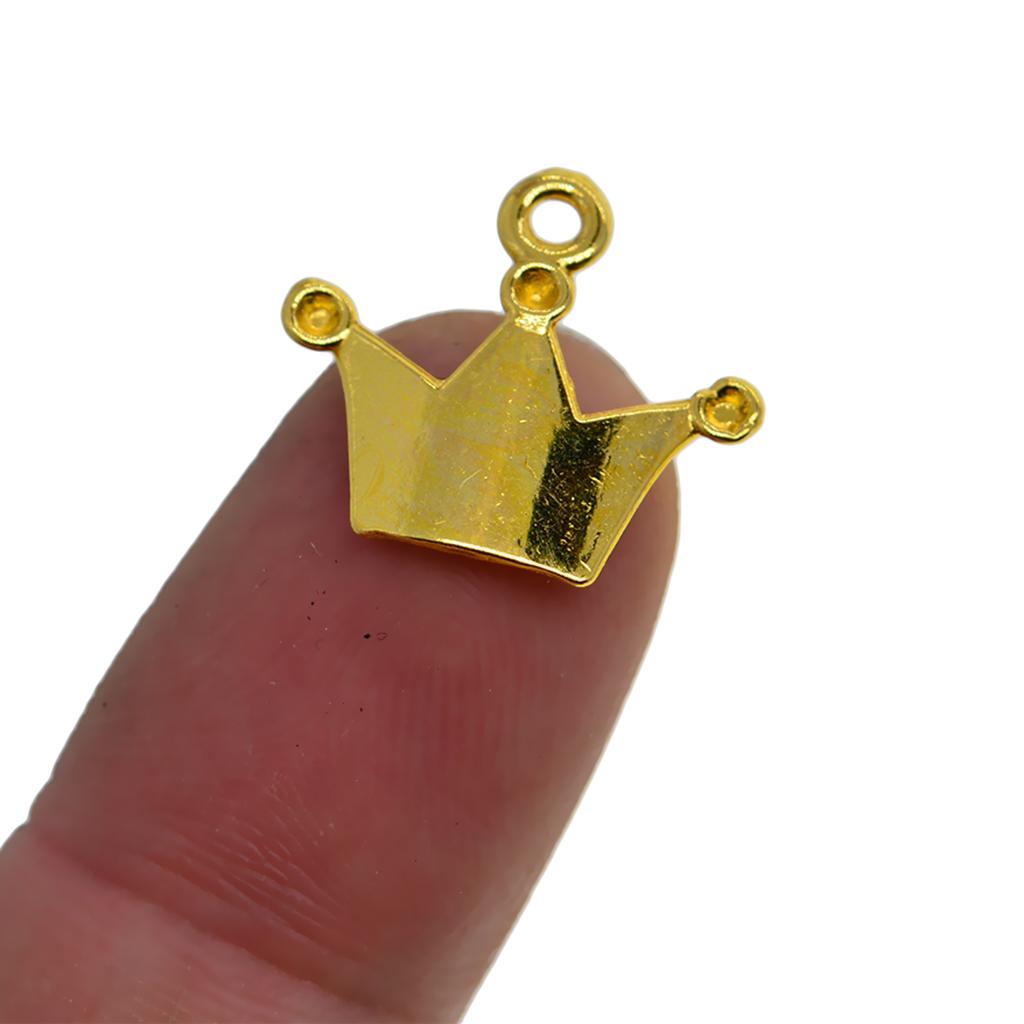 2x100Pcs Golden Plated Crown Charms Pendants Fit Bracelet DIY Jewelry Crafts