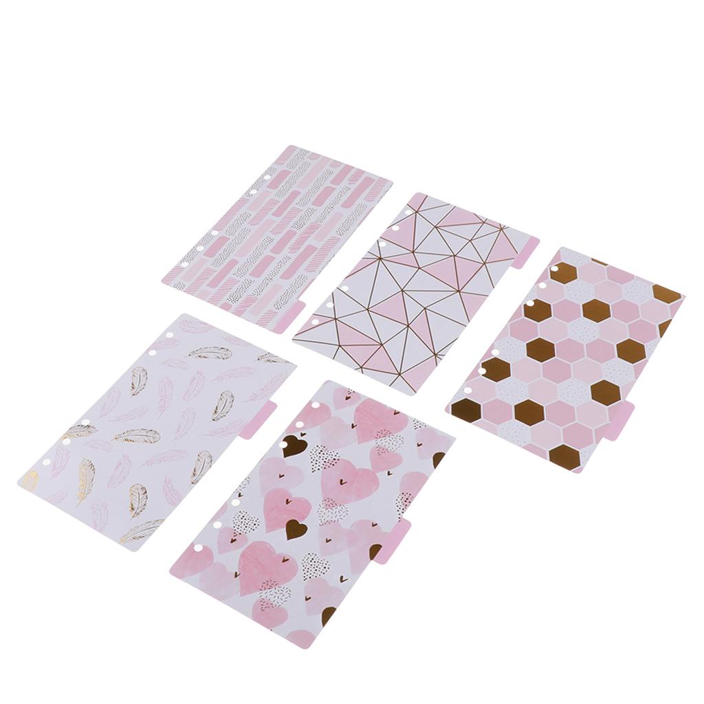 2xGold Stamping Index Dividers Tabbed Paper Insert Planner Divider for A6 C