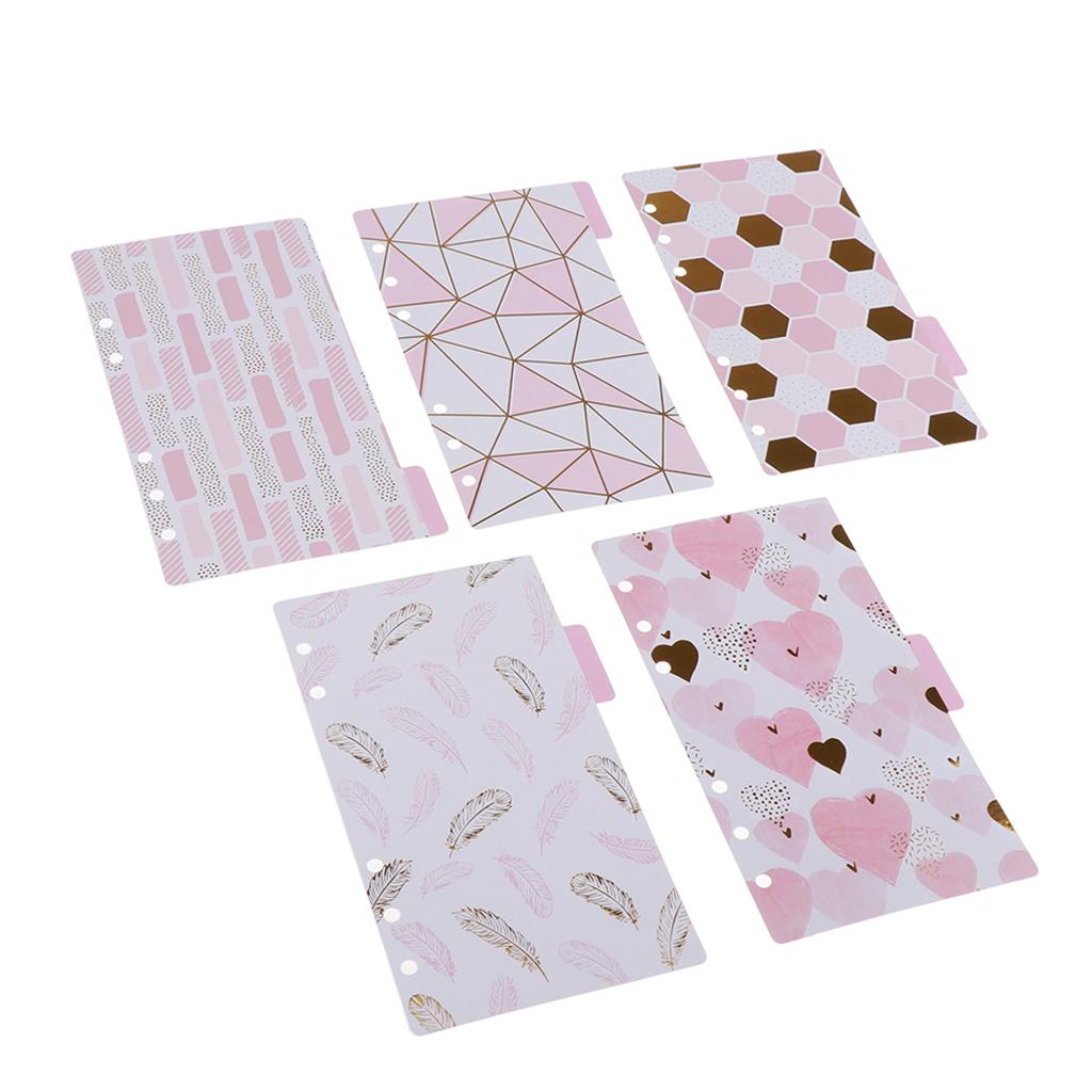 3xGold Stamping Index Dividers Tabbed Paper Insert Planner Divider for A6 C