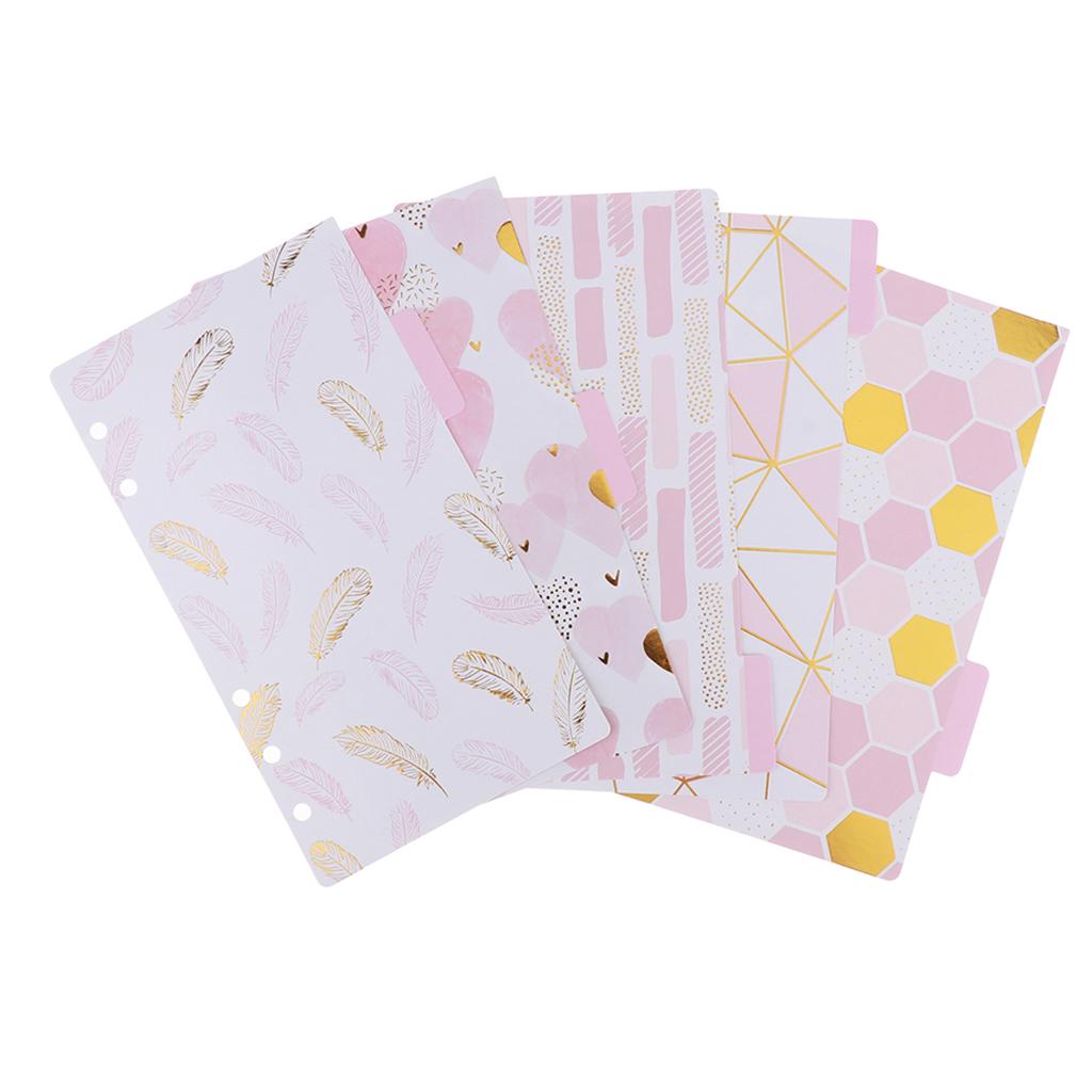 3xGold Stamping Index Dividers Tabbed Paper Insert Planner Divider for A6 C