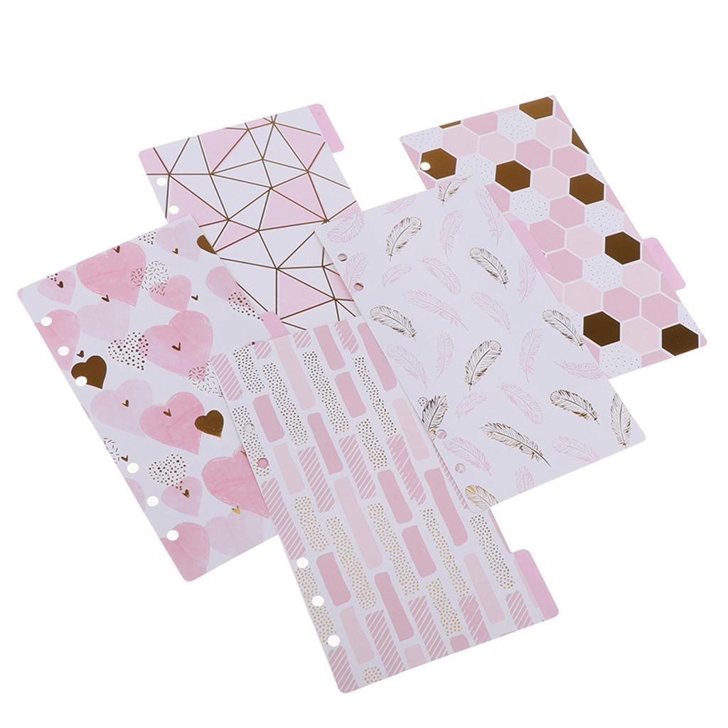 3xGold Stamping Index Dividers Tabbed Paper Insert Planner Divider for A6 C
