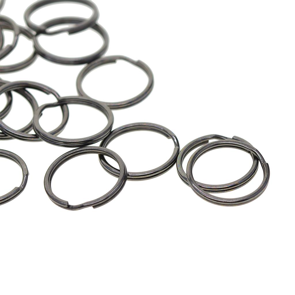 2x100 pcs 18mm round Key chain Spare Split Key Rings hematite Jet black