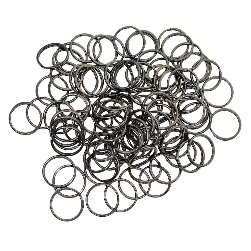 3x100 pcs 18mm round Key chain Spare Split Key Rings hematite Jet black