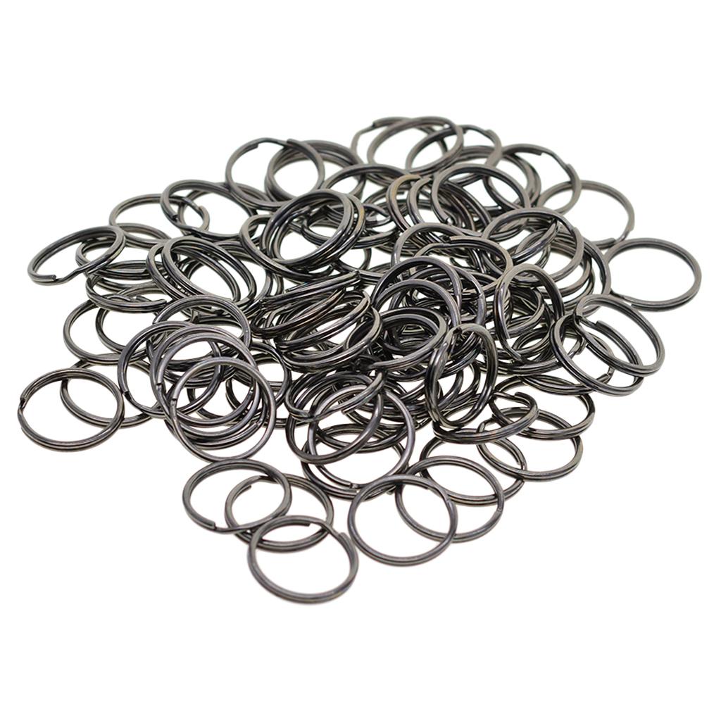 3x100 pcs 18mm round Key chain Spare Split Key Rings hematite Jet black