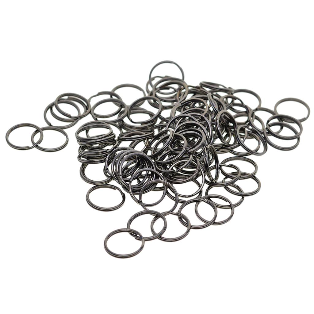 4x100 pcs 18mm round Key chain Spare Split Key Rings hematite Jet black