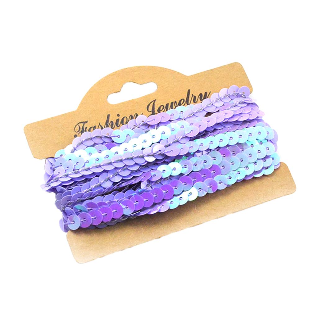 2x5Yd Sequins Paillette Ribbon Trim Braid Trim Lace DIY Sewing Clothing Purple