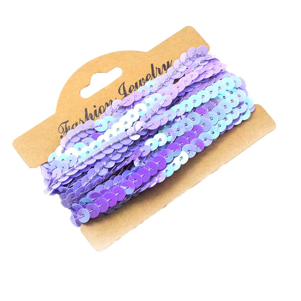 4x5Yd Sequins Paillette Ribbon Trim Braid Trim Lace DIY Sewing Clothing Purple